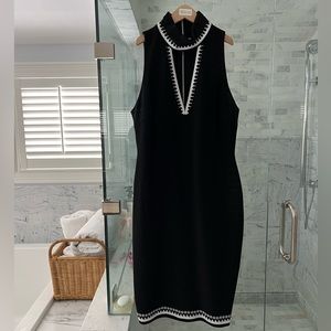 Black, back zip halter dress